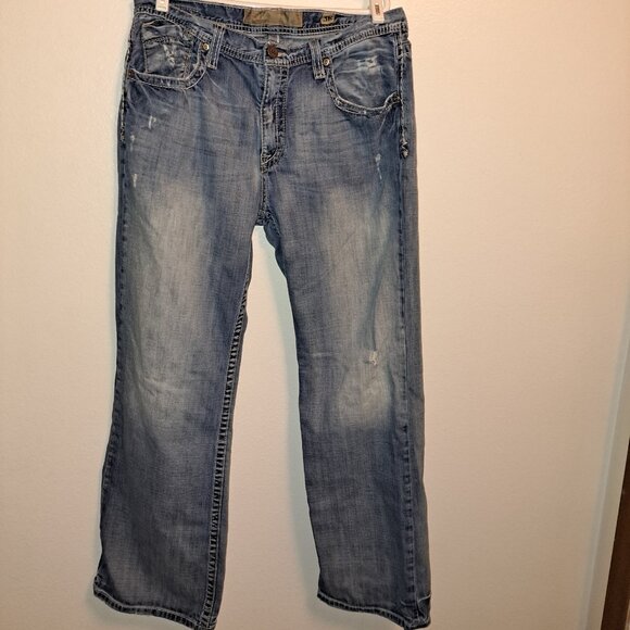 BKE Denim Tyler Distressed Embroidered Pocket Jeans size 36 - Picture 10 of 14